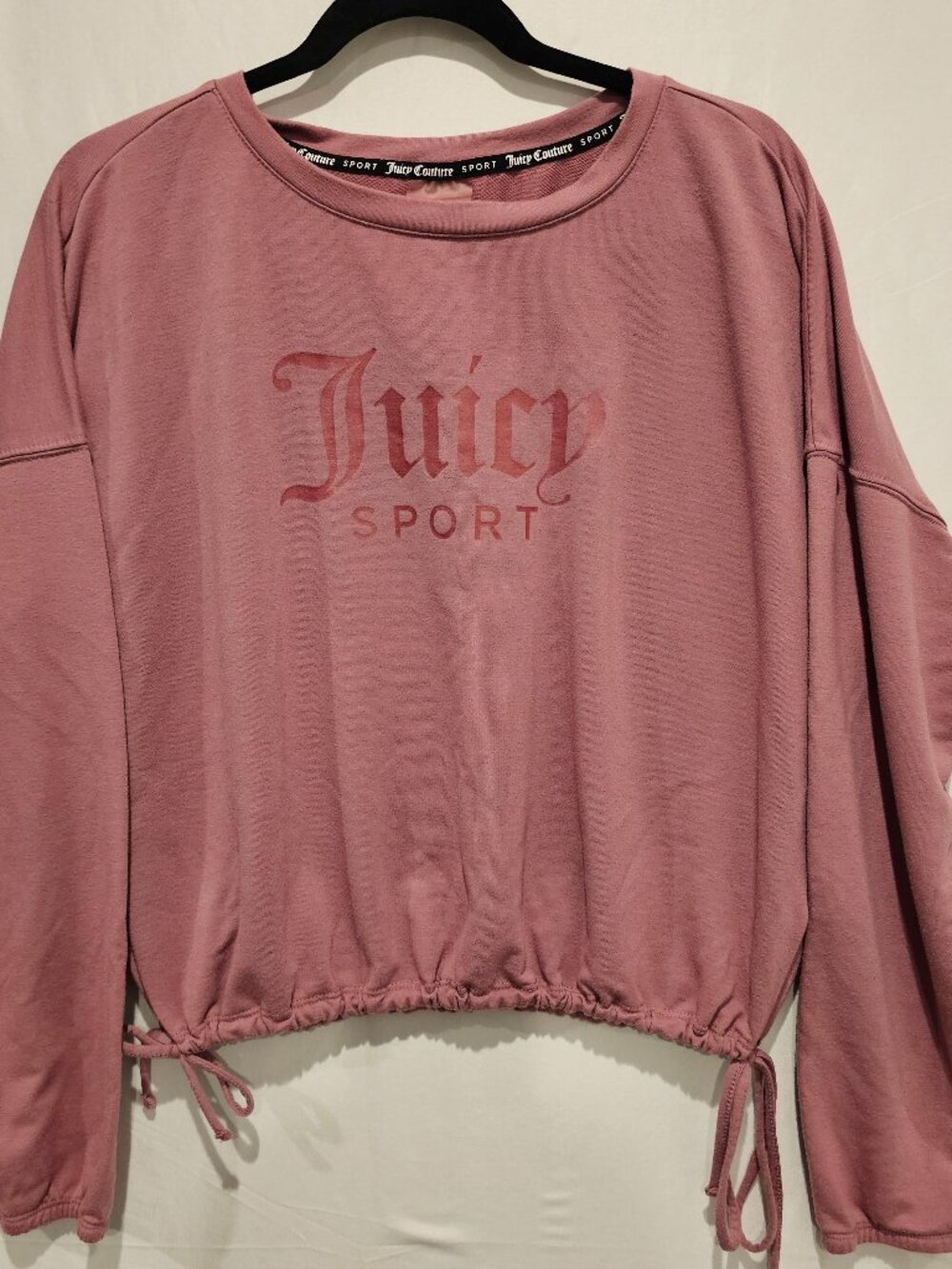 Juicy Couture Sport Women's Cropped Sweatshirt M Purple Logo Drawstring